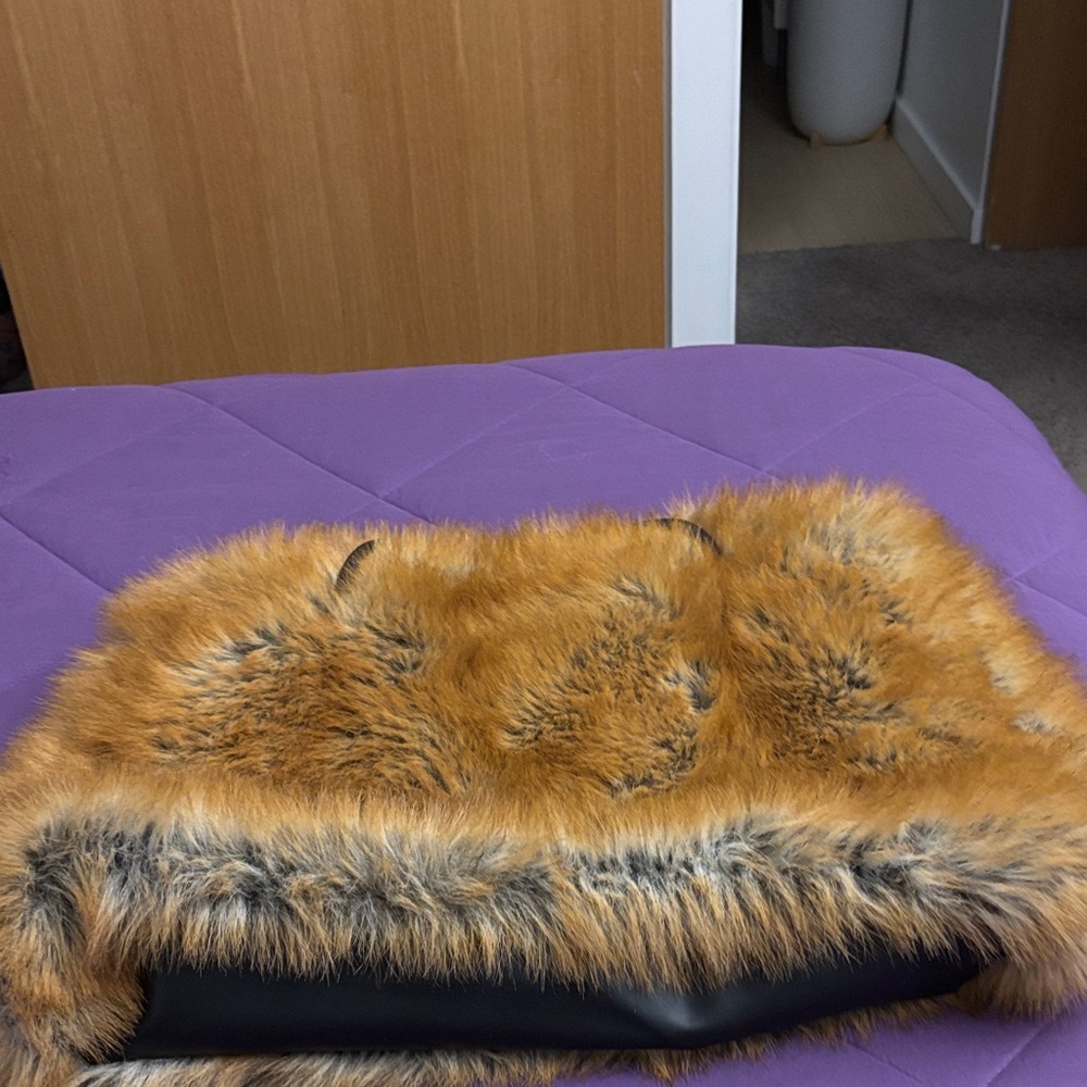 Faux Fur Clutch with Black Accents